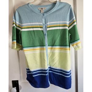 NWT christopher banks woman Small‎ short sleeves sweater cardigan 100% cotton